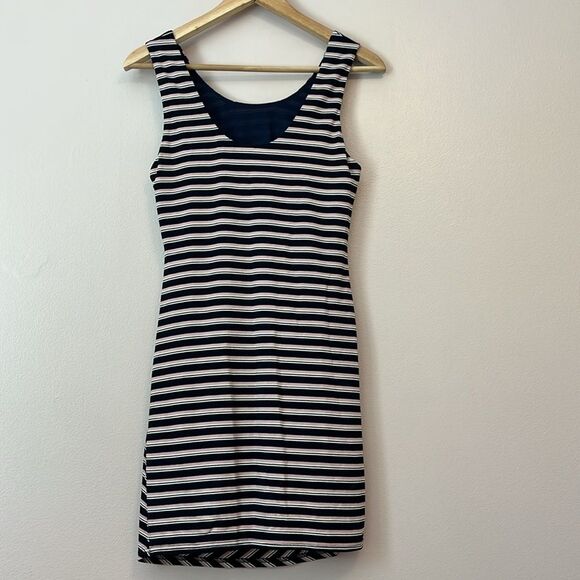 Loveriche Striped Ruched Sleeveless Mini Dress Y2K Bodycon Stretch Blue Small - Picture 4 of 7